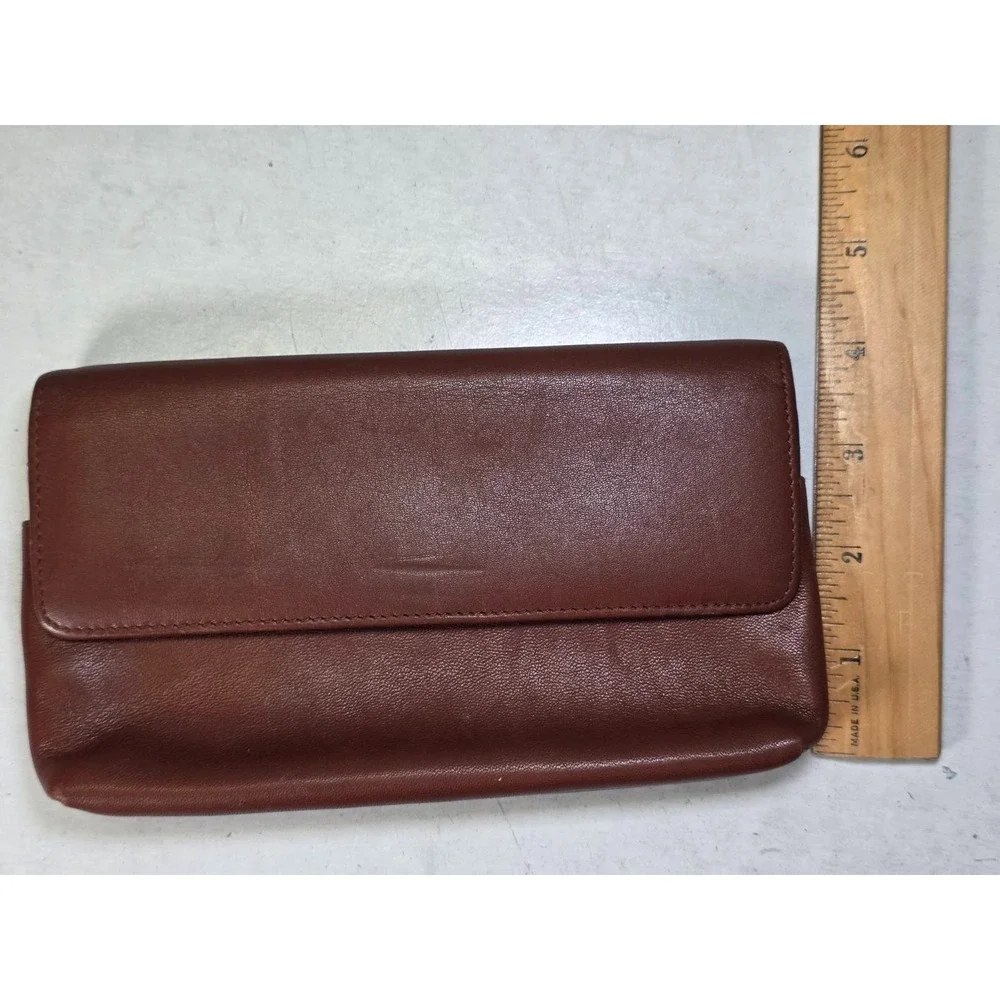 Amanda Smith Wallet Brown Leather With Zip Pocket Small Evening Clutch‎